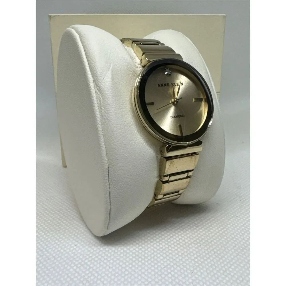 Anne Klein Diamond AK2434 Womens Gold Metal Strap Analog Dial Quartz Watch YAY48